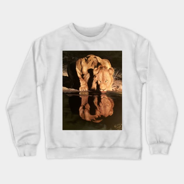 A Lion's Thirst Crewneck Sweatshirt by fairyartwork